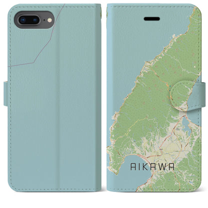 【相川（新潟県）】地図柄iPhoneケース（手帳タイプ）ナチュラル・iPhone 8Plus /7Plus / 6sPlus / 6Plus 用