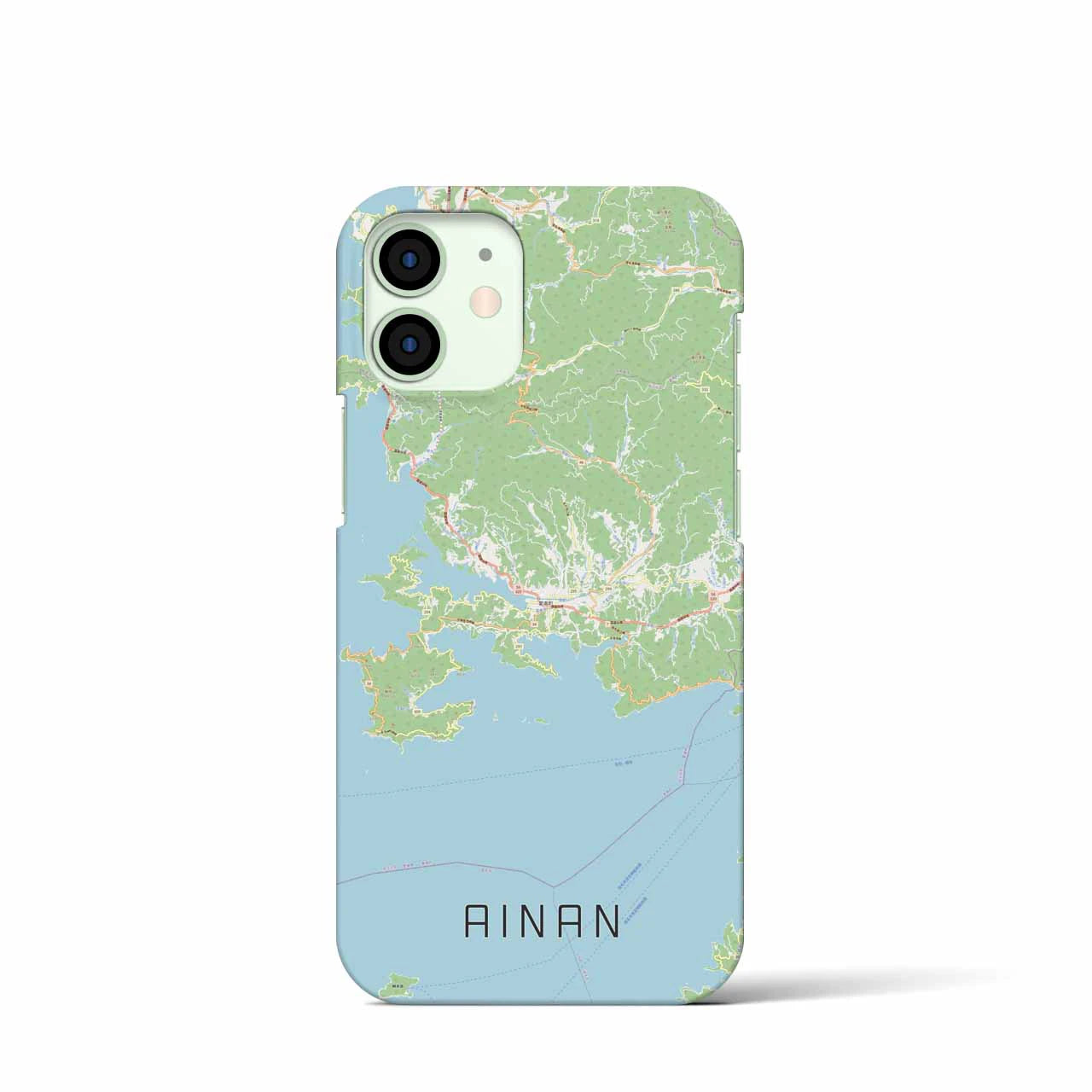 【愛南】地図柄iPhoneケース（バックカバータイプ・ナチュラル）iPhone 12 mini 用