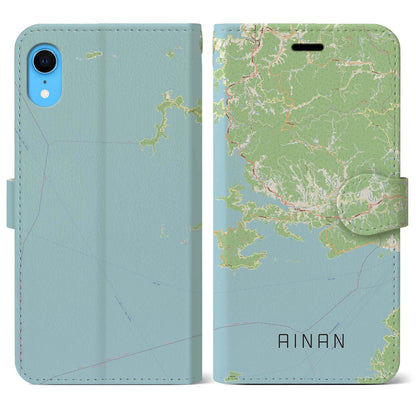 【愛南（愛媛県）】地図柄iPhoneケース（手帳タイプ）ナチュラル・iPhone XR 用