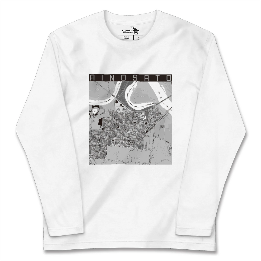 【あいの里(北海道)】地図柄ロングスリーブTシャツ