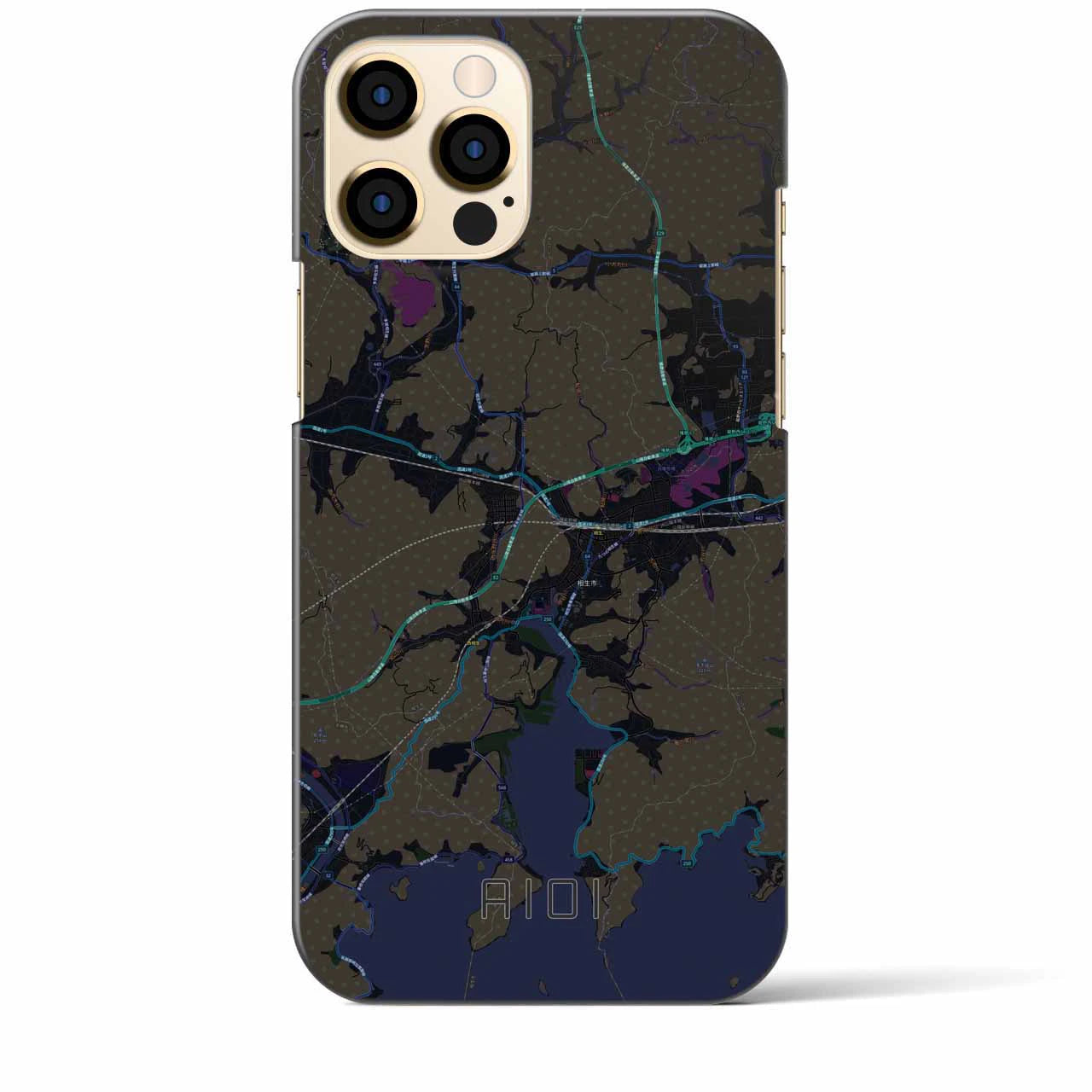 【相生】地図柄iPhoneケース（バックカバータイプ・ブラック）iPhone 12 Pro Max 用