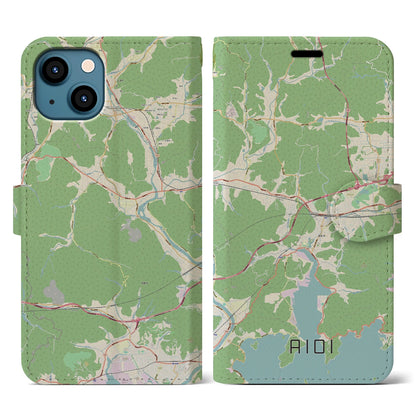 【相生（兵庫県）】地図柄iPhoneケース（手帳タイプ）ナチュラル・iPhone 13 用