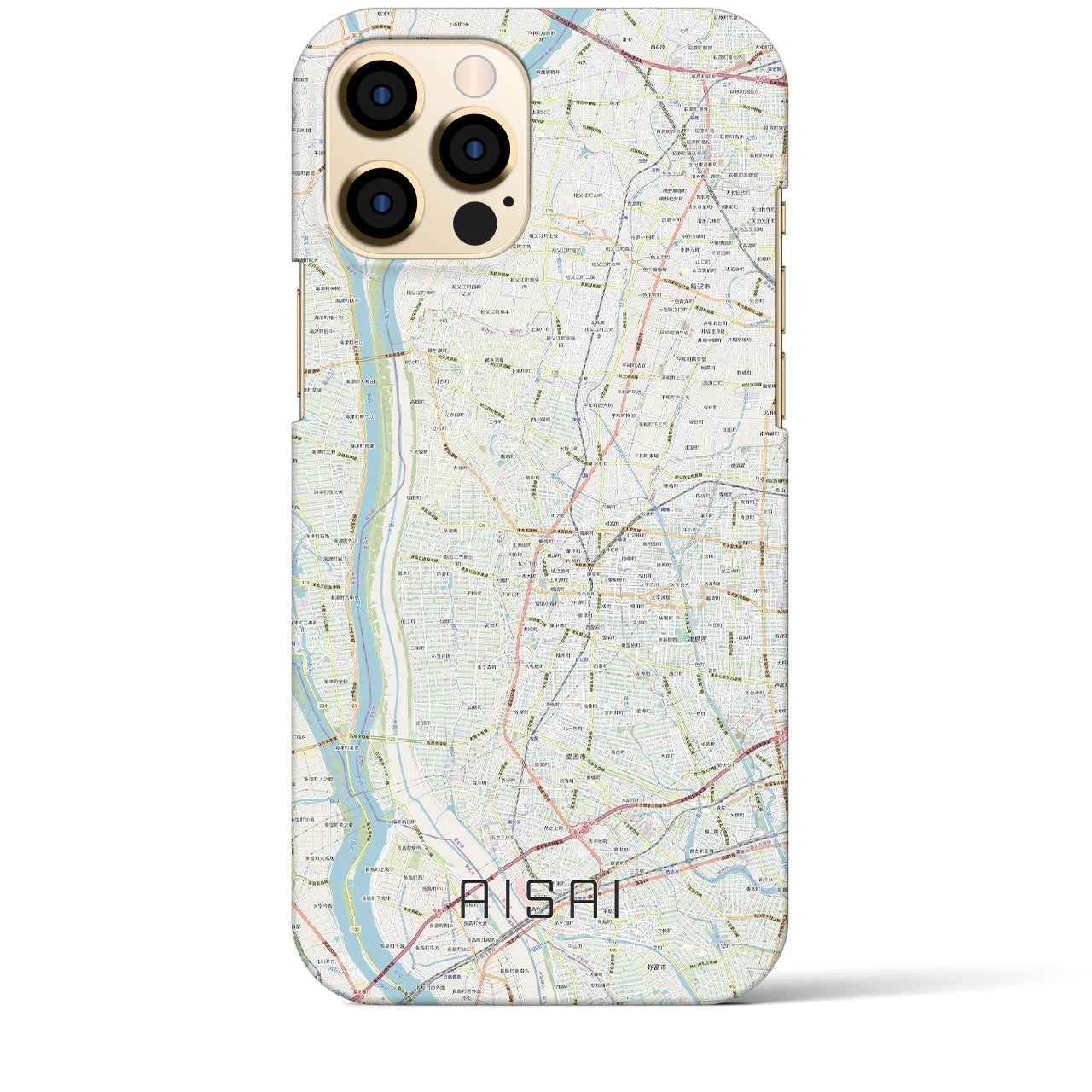 【愛西】地図柄iPhoneケース（バックカバータイプ・ナチュラル）iPhone 12 Pro Max 用