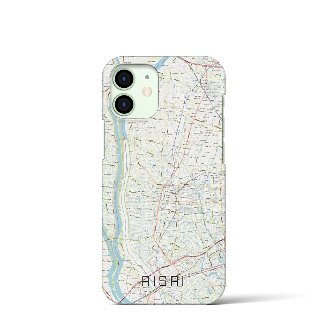 【愛西】地図柄iPhoneケース（バックカバータイプ・ナチュラル）iPhone 12 mini 用