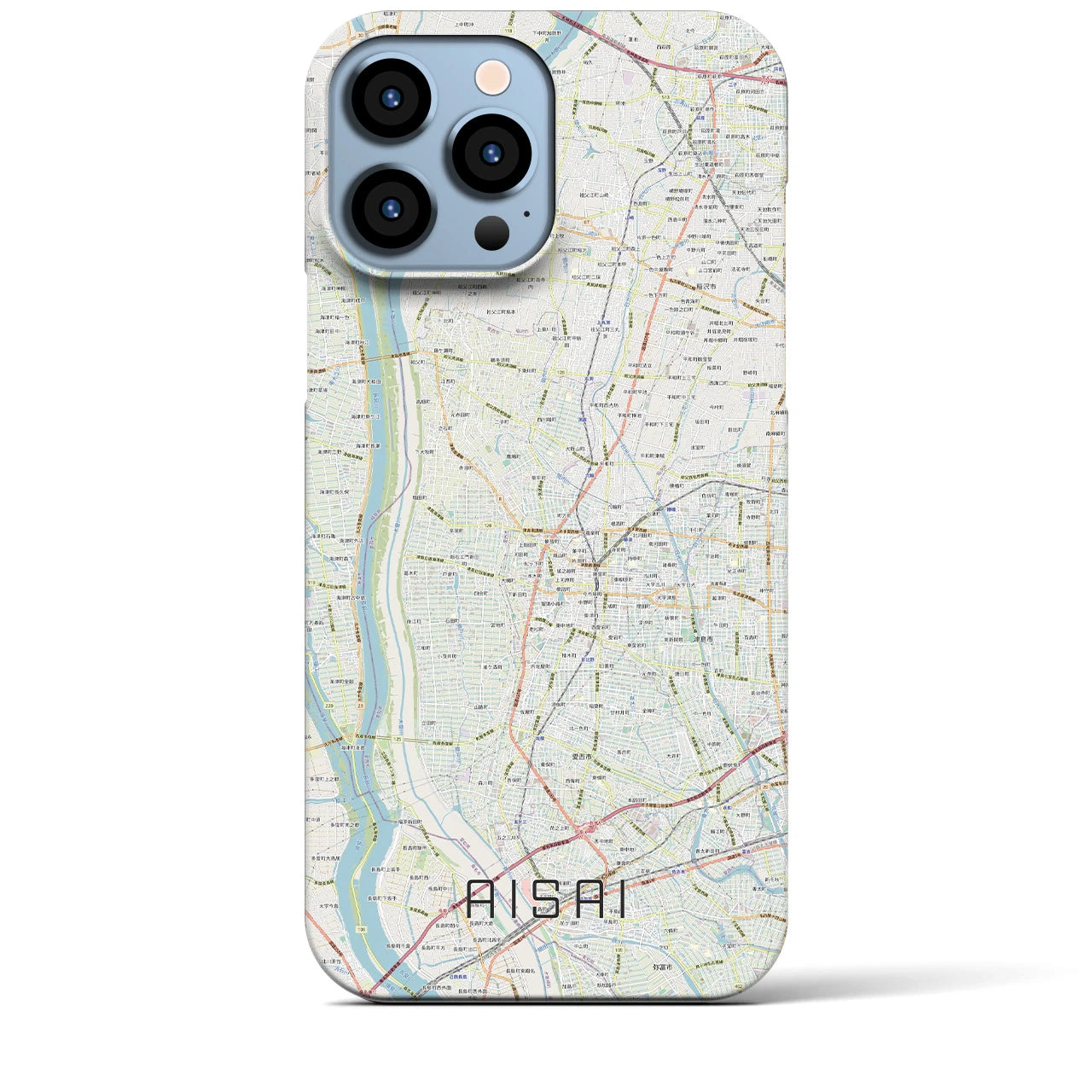 【愛西】地図柄iPhoneケース（バックカバータイプ・ナチュラル）iPhone 13 Pro Max 用