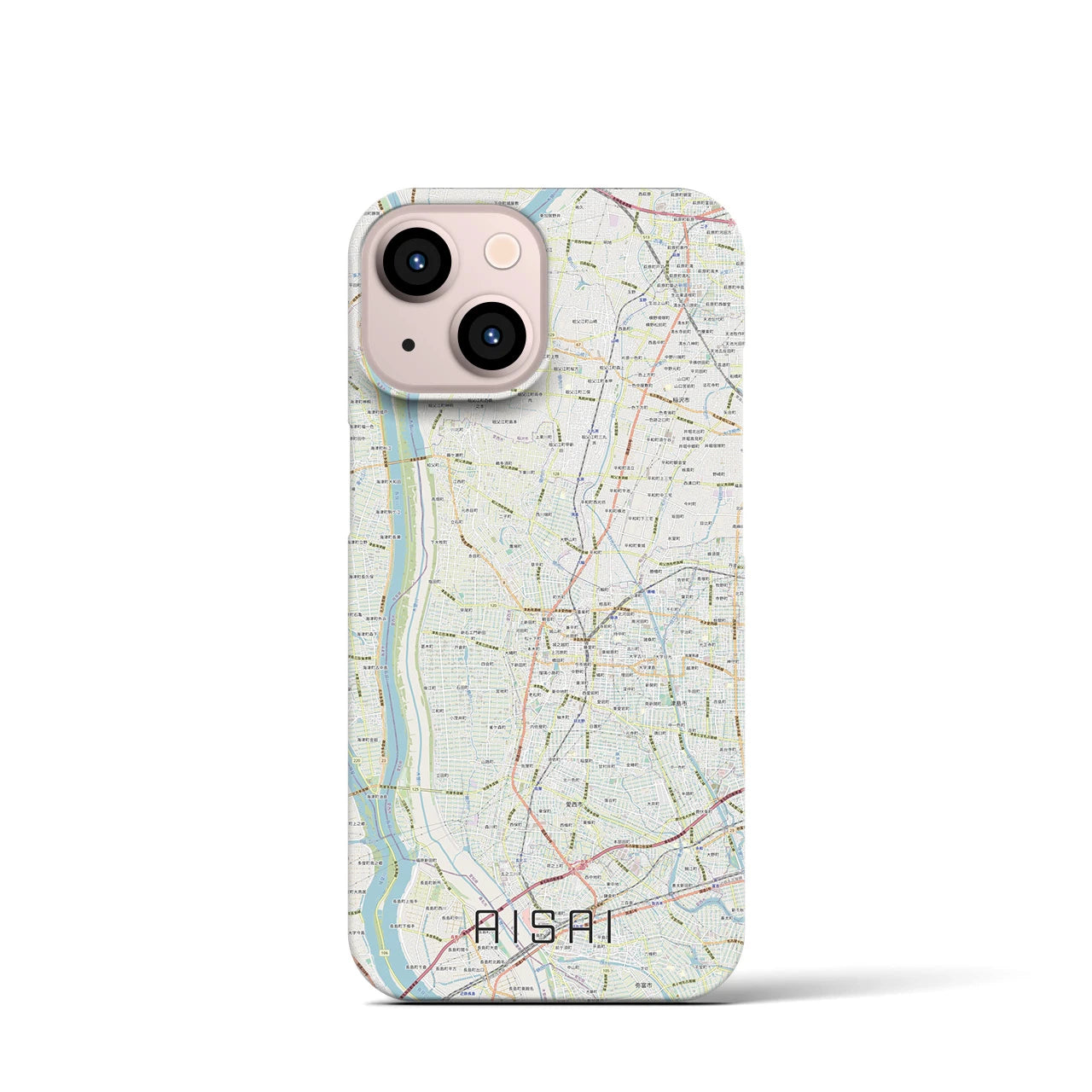【愛西】地図柄iPhoneケース（バックカバータイプ・ナチュラル）iPhone 13 mini 用