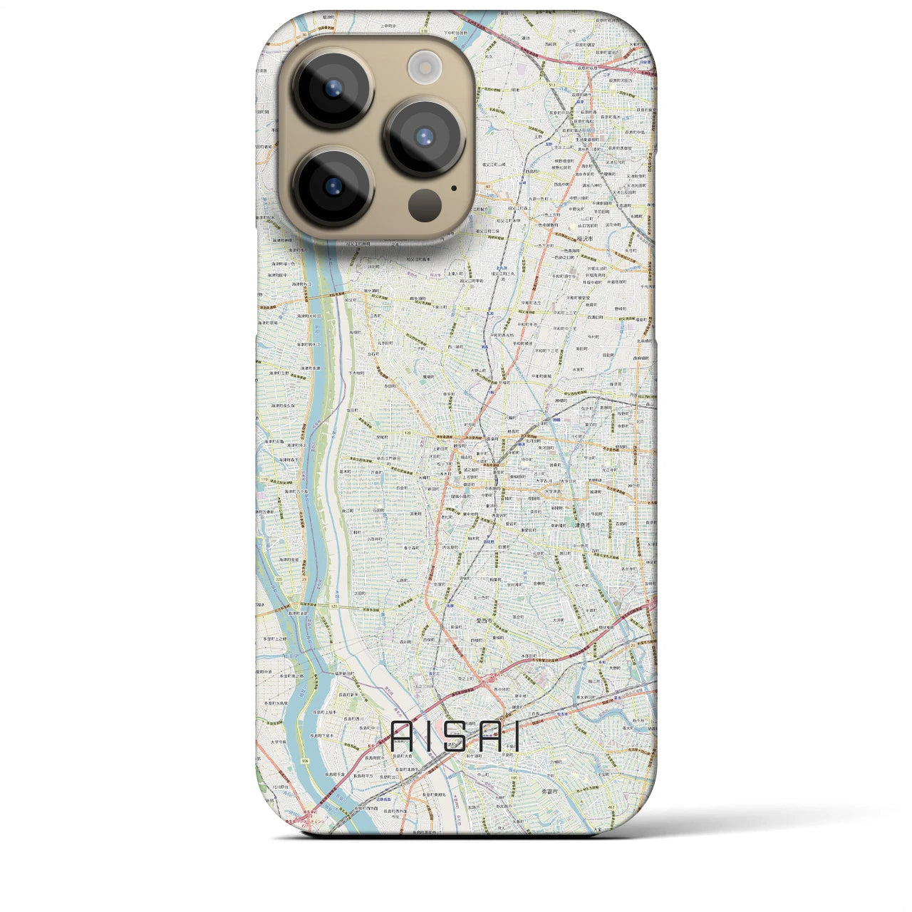 【愛西】地図柄iPhoneケース（バックカバータイプ・ナチュラル）iPhone 14 Pro Max 用