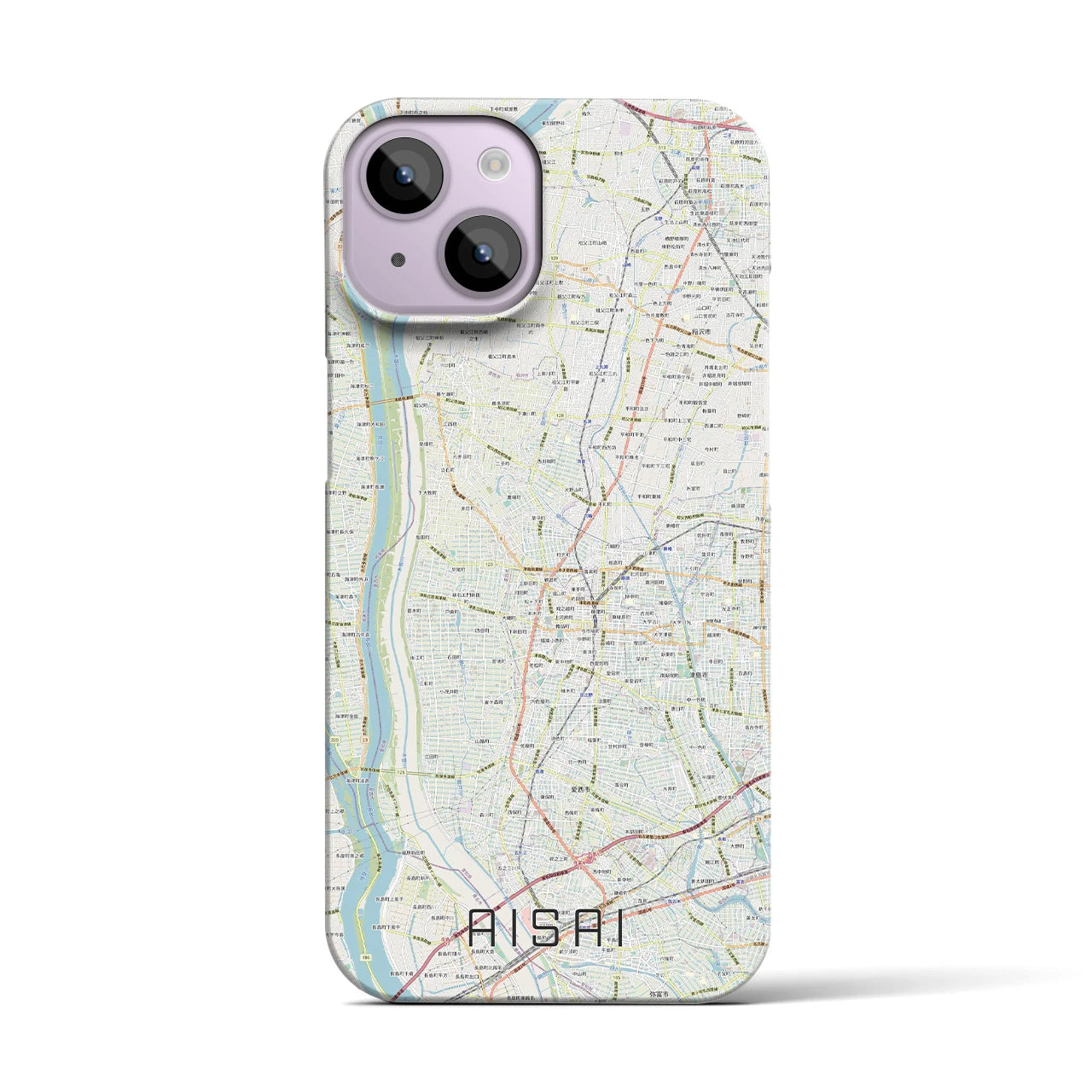 【愛西】地図柄iPhoneケース（バックカバータイプ・ナチュラル）iPhone 14 用