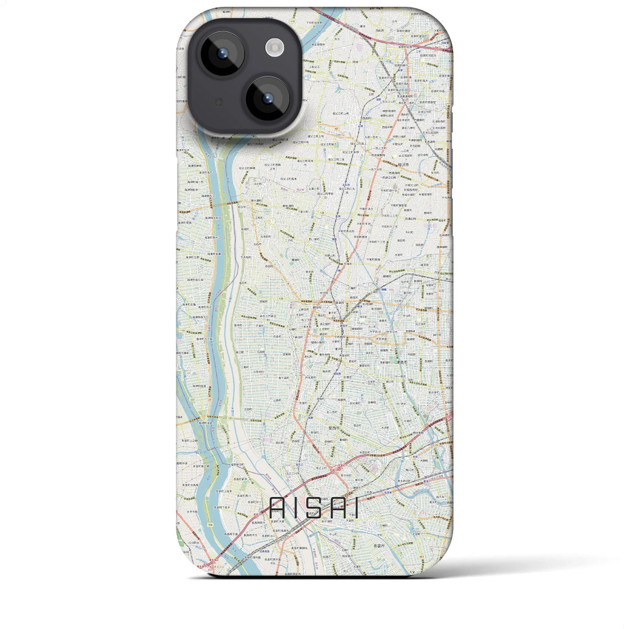 【愛西】地図柄iPhoneケース（バックカバータイプ・ナチュラル）iPhone 14 Plus 用