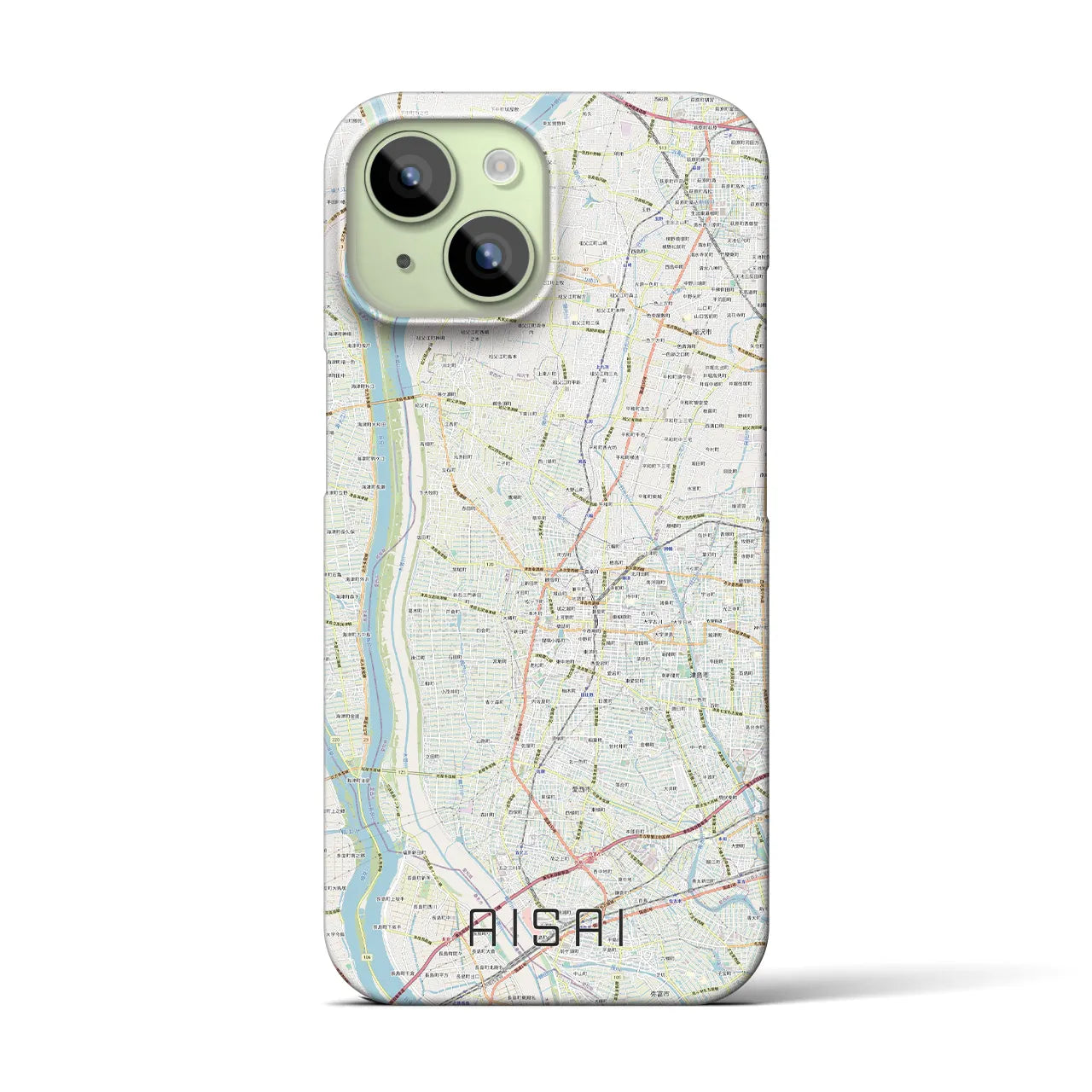 【愛西】地図柄iPhoneケース（バックカバータイプ・ナチュラル）iPhone 15 用