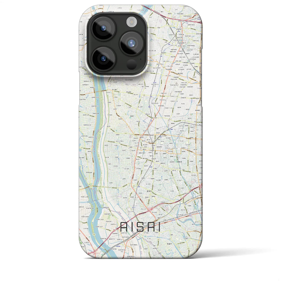 【愛西】地図柄iPhoneケース（バックカバータイプ・ナチュラル）iPhone 15 Pro Max 用