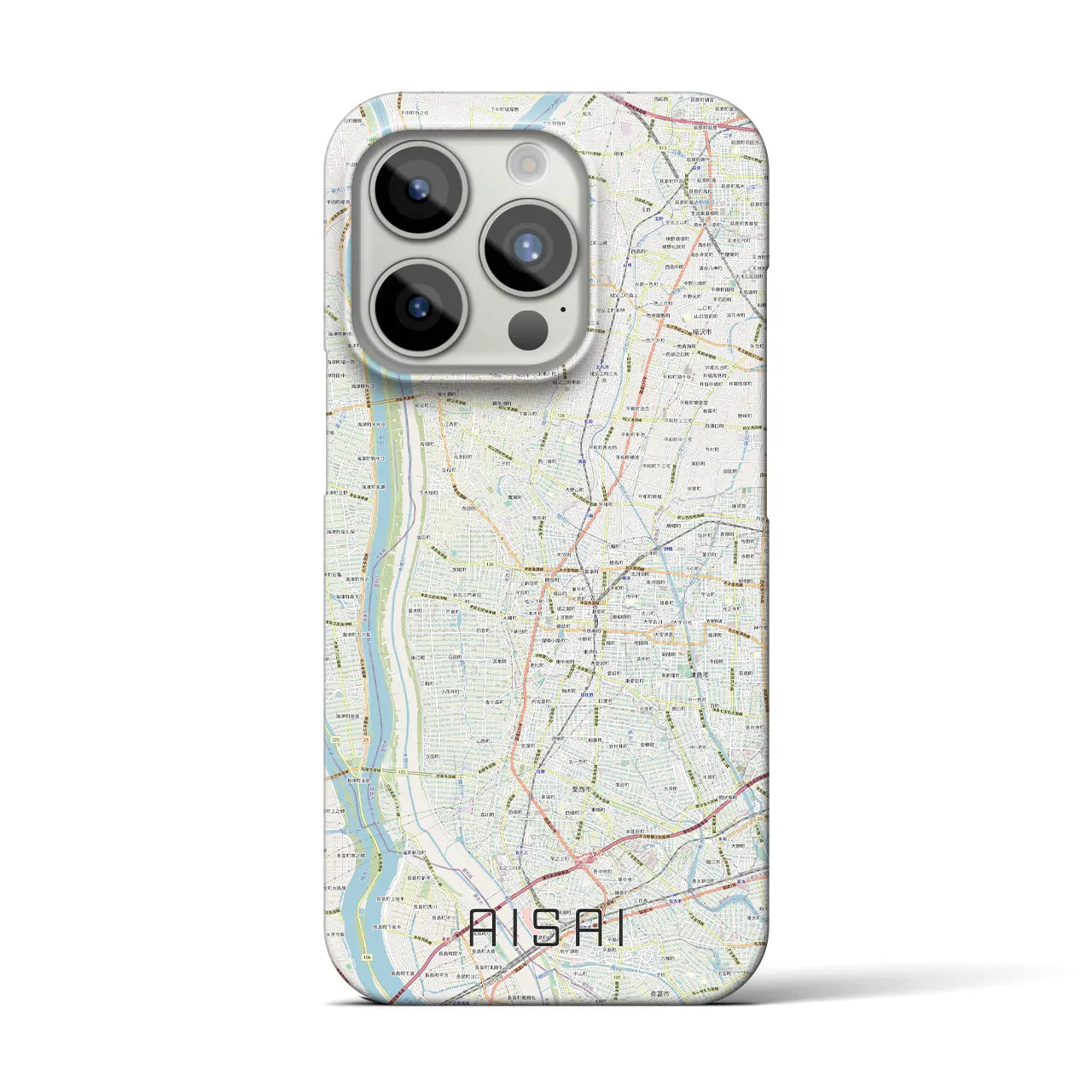 【愛西】地図柄iPhoneケース（バックカバータイプ・ナチュラル）iPhone 15 Pro 用