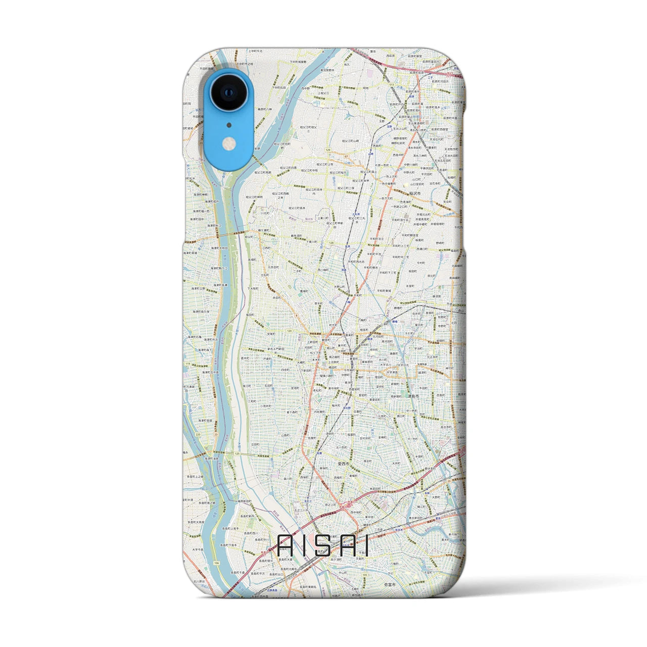 【愛西】地図柄iPhoneケース（バックカバータイプ・ナチュラル）iPhone XR 用
