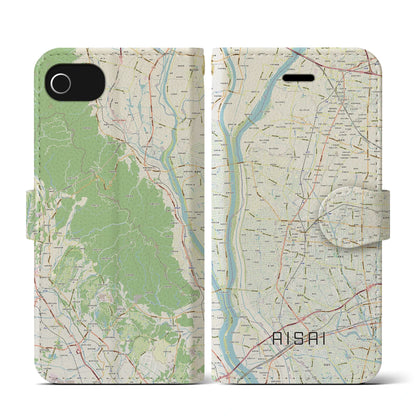 【愛西（愛知県）】地図柄iPhoneケース（手帳タイプ）ナチュラル・iPhone SE（第3 / 第2世代） / 8 / 7 / 6s / 6 用