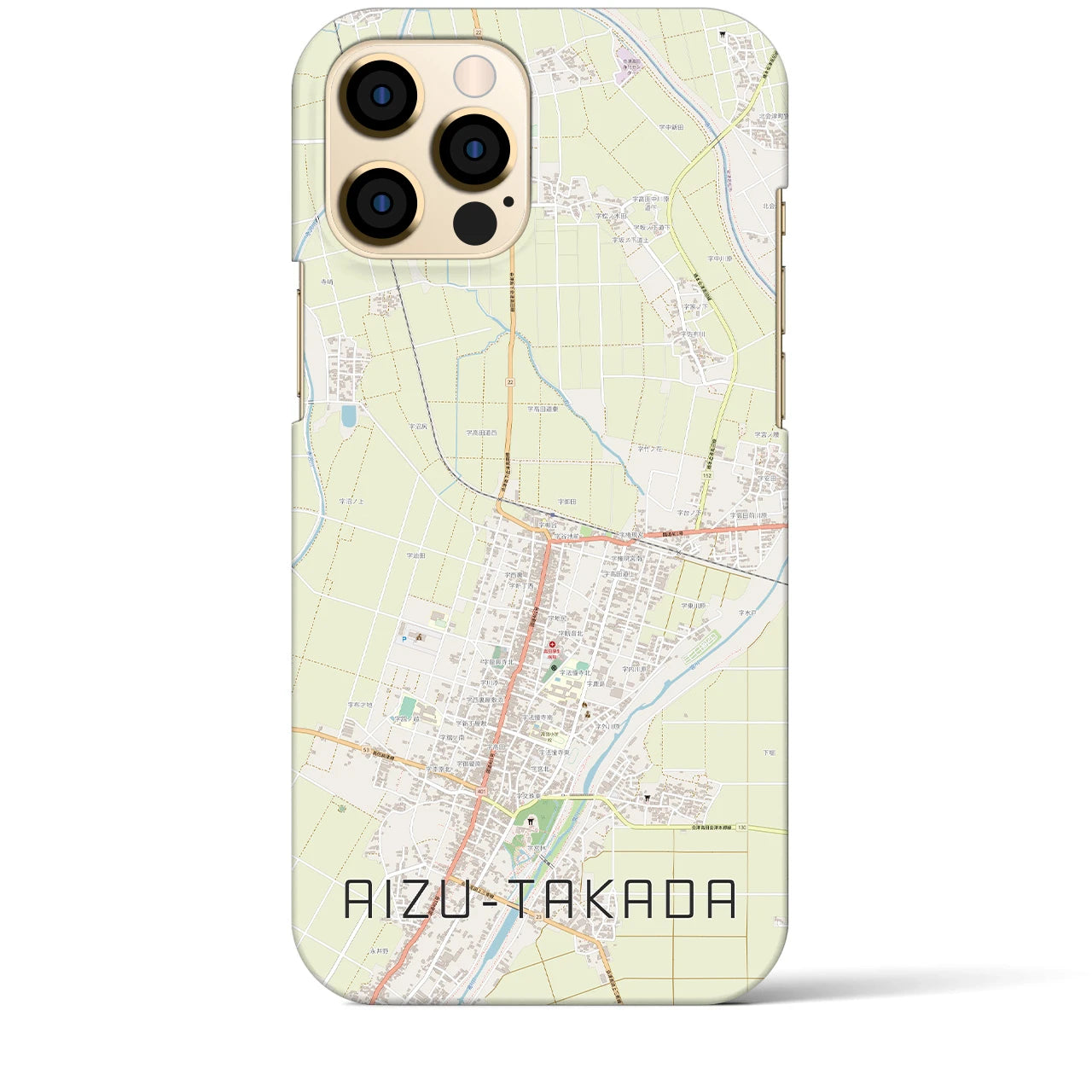 【会津高田】地図柄iPhoneケース（バックカバータイプ・ナチュラル）iPhone 12 Pro Max 用