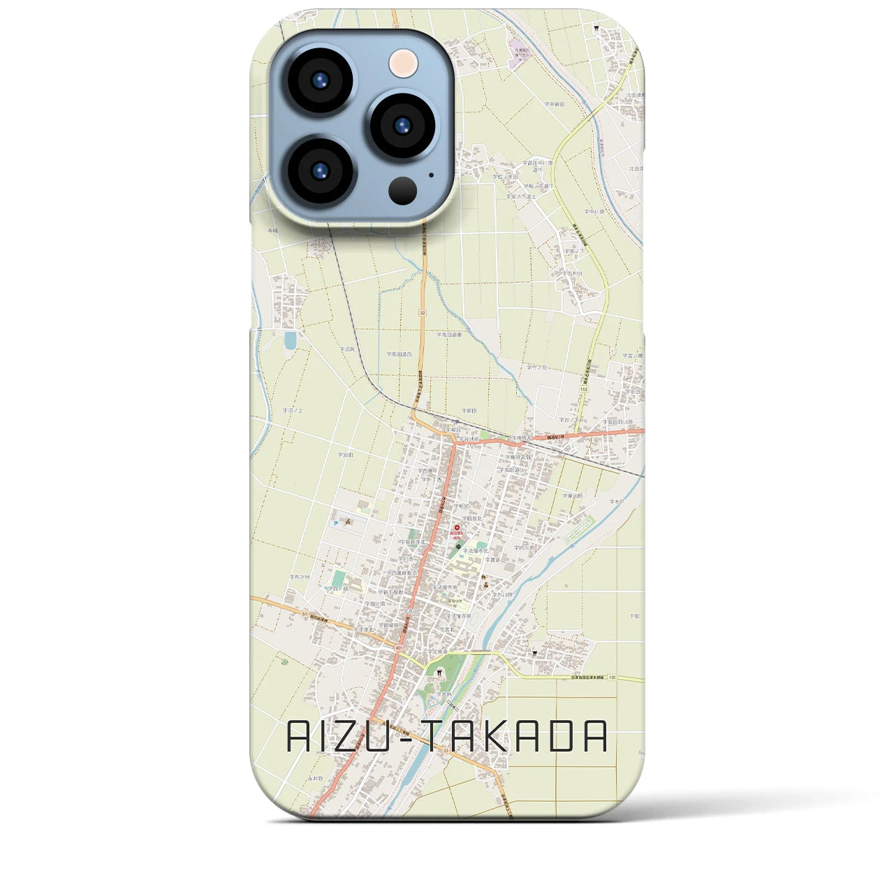 【会津高田】地図柄iPhoneケース（バックカバータイプ・ナチュラル）iPhone 13 Pro Max 用