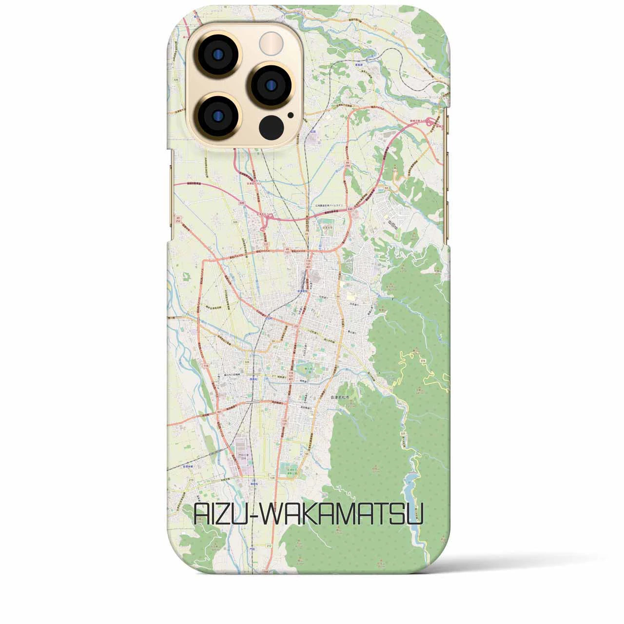 【会津若松】地図柄iPhoneケース（バックカバータイプ・ナチュラル）iPhone 12 Pro Max 用