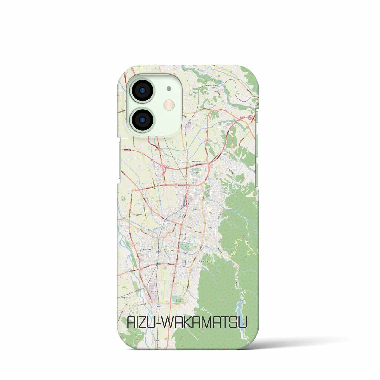 【会津若松】地図柄iPhoneケース（バックカバータイプ・ナチュラル）iPhone 12 mini 用