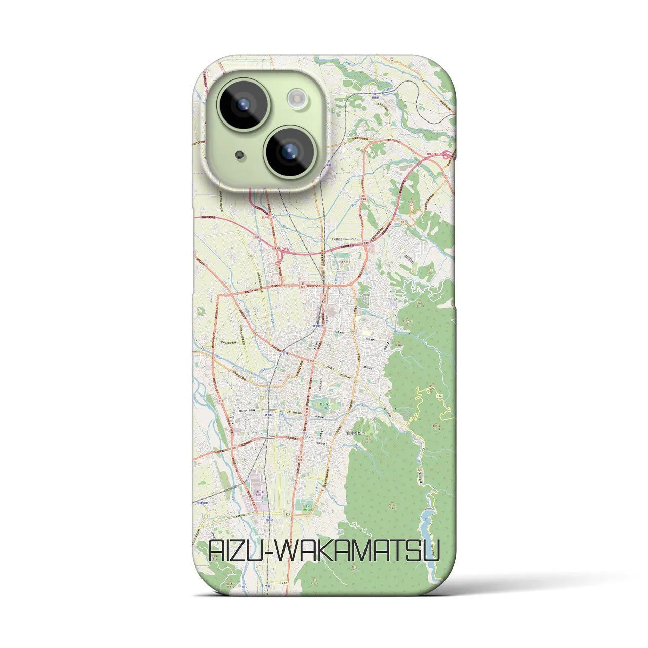 【会津若松】地図柄iPhoneケース（バックカバータイプ・ナチュラル）iPhone 15 用