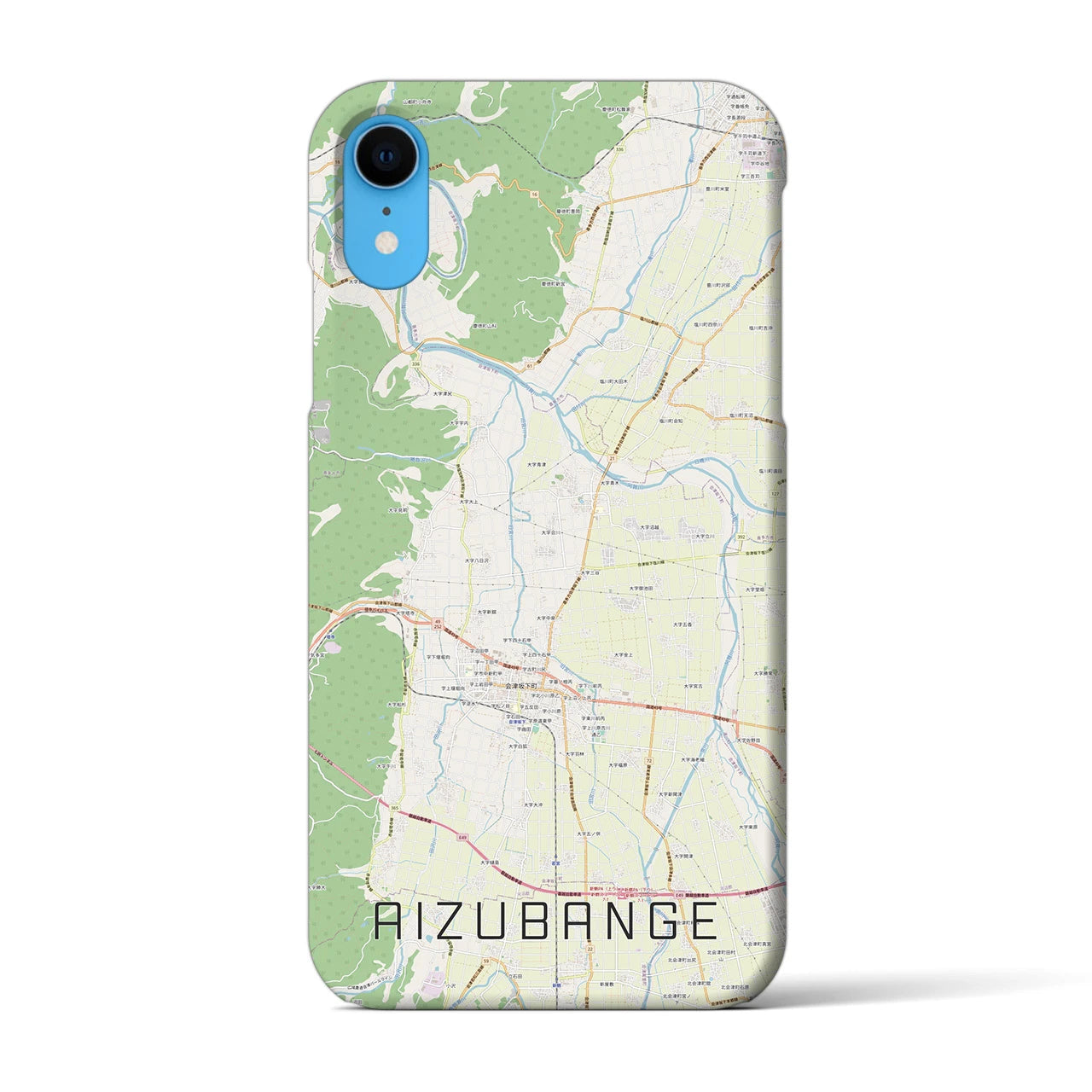 【会津坂下】地図柄iPhoneケース（バックカバータイプ・ナチュラル）iPhone XR 用