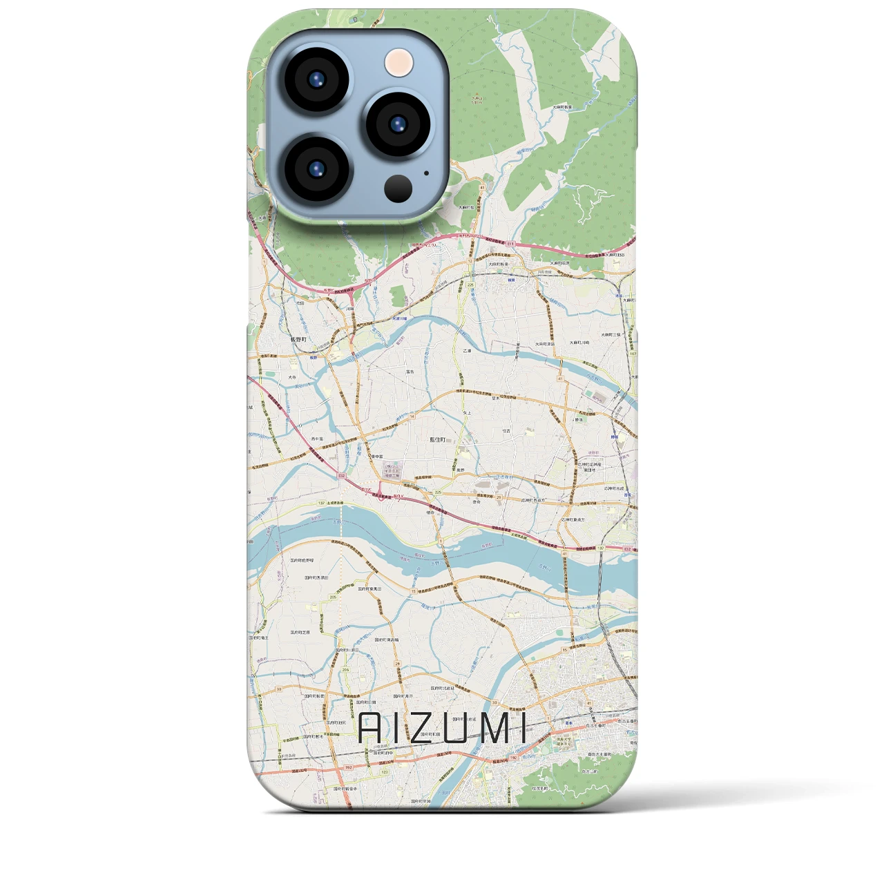 【藍住】地図柄iPhoneケース（バックカバータイプ・ナチュラル）iPhone 13 Pro Max 用