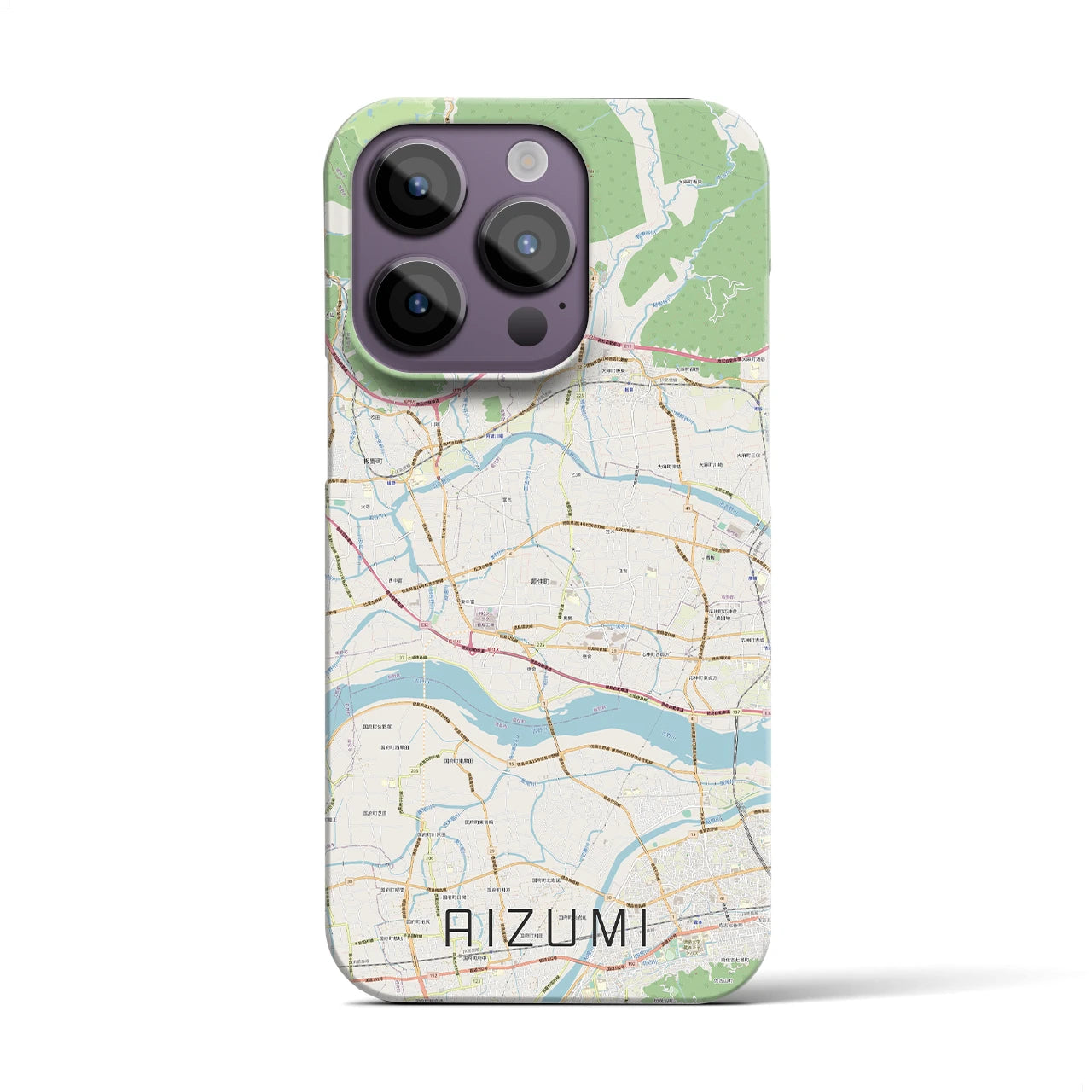 【藍住】地図柄iPhoneケース（バックカバータイプ・ナチュラル）iPhone 14 Pro 用