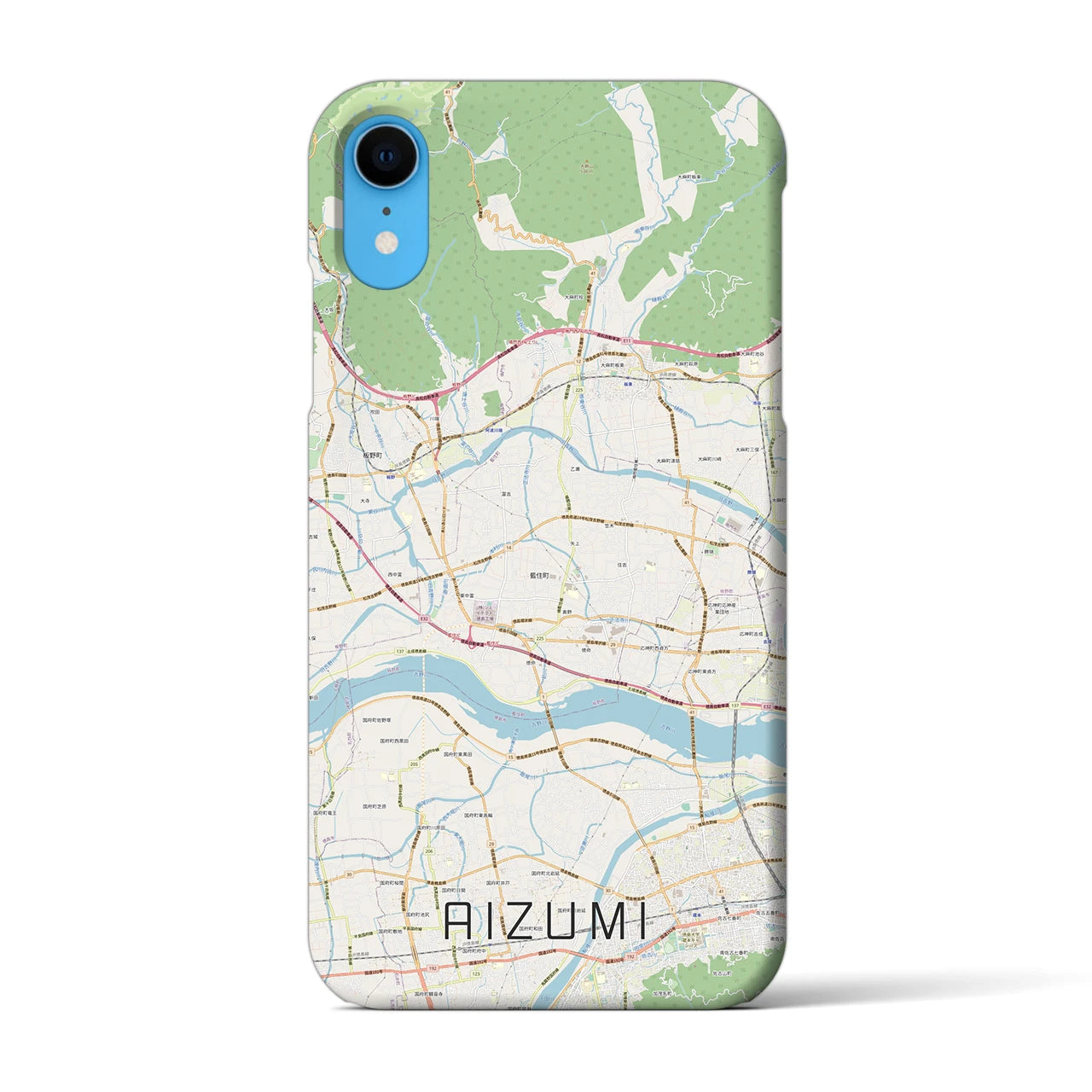 【藍住】地図柄iPhoneケース（バックカバータイプ・ナチュラル）iPhone XR 用