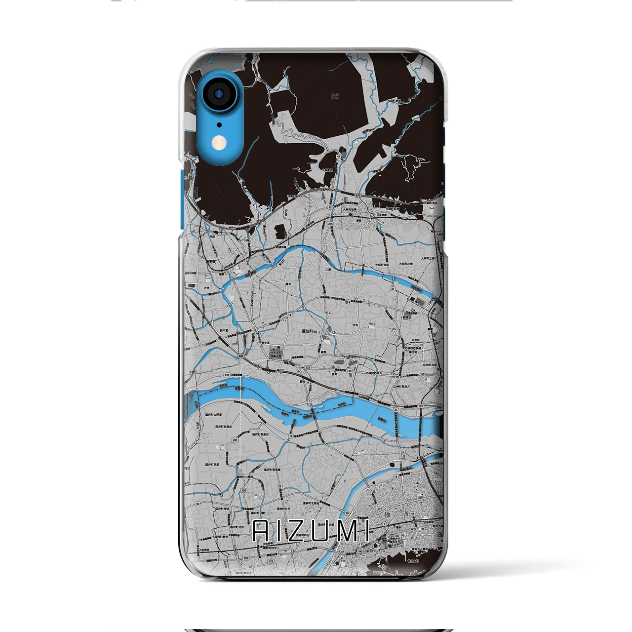 【藍住】地図柄iPhoneケース（クリアタイプ・モノトーン）iPhone XR 用
