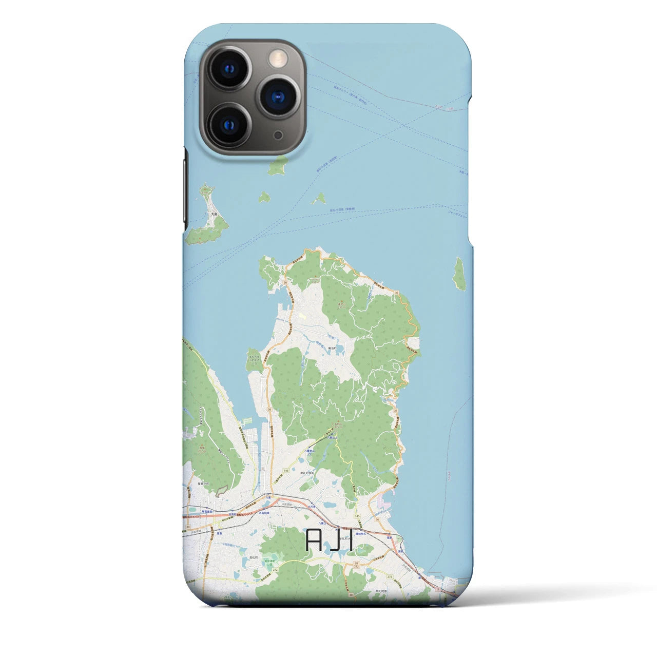 【庵治】地図柄iPhoneケース（バックカバータイプ・ナチュラル）iPhone 11 Pro Max 用