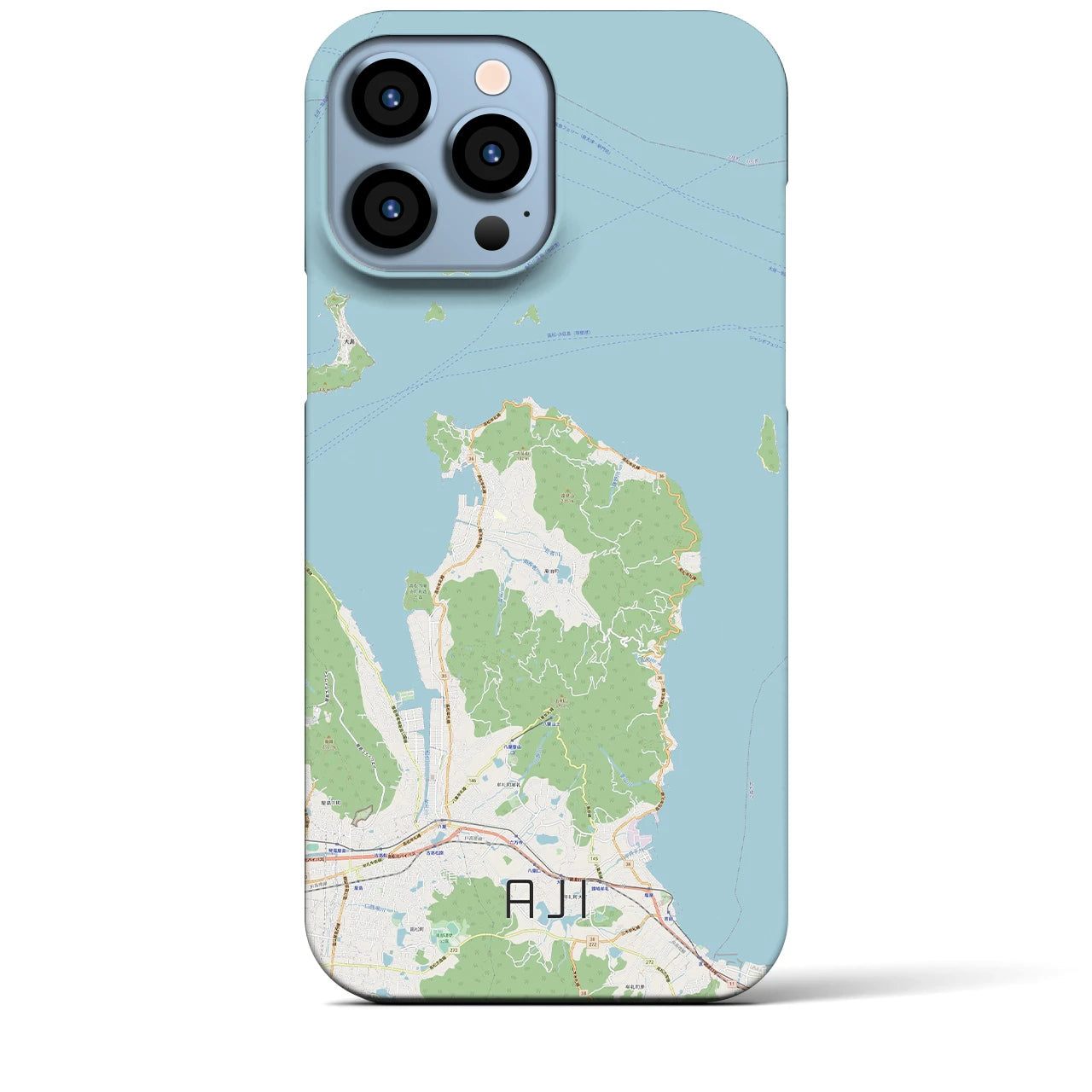 【庵治】地図柄iPhoneケース（バックカバータイプ・ナチュラル）iPhone 13 Pro Max 用