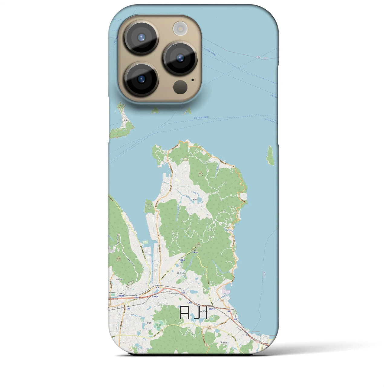 【庵治】地図柄iPhoneケース（バックカバータイプ・ナチュラル）iPhone 14 Pro Max 用
