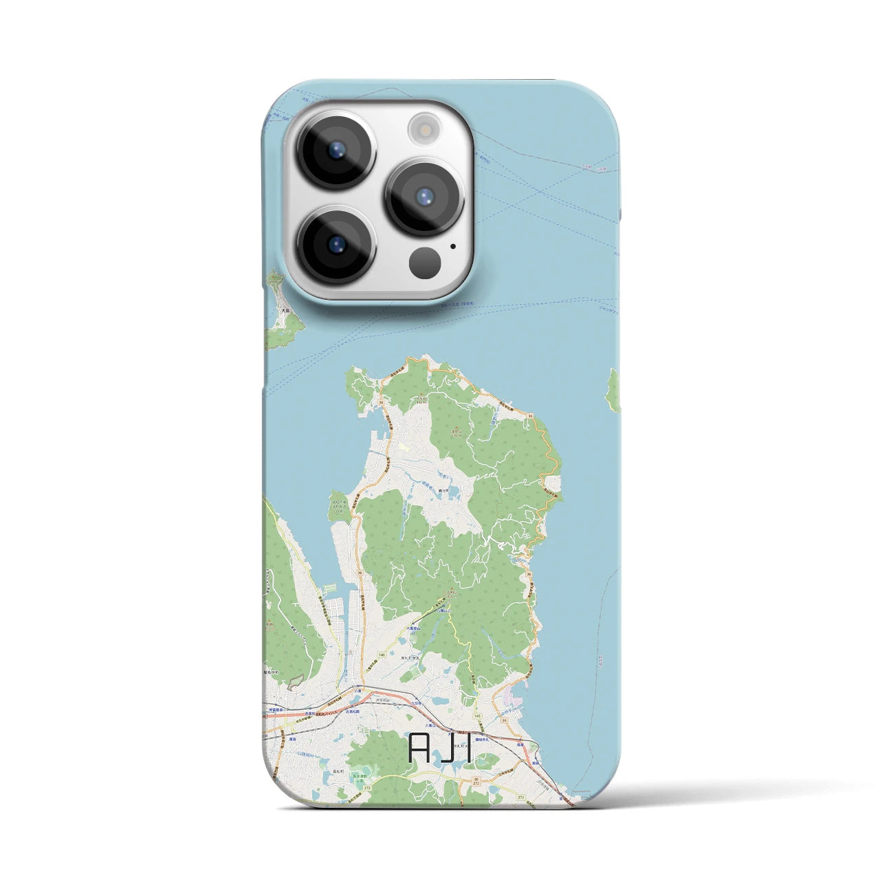 【庵治】地図柄iPhoneケース（バックカバータイプ・ナチュラル）iPhone 14 Pro 用