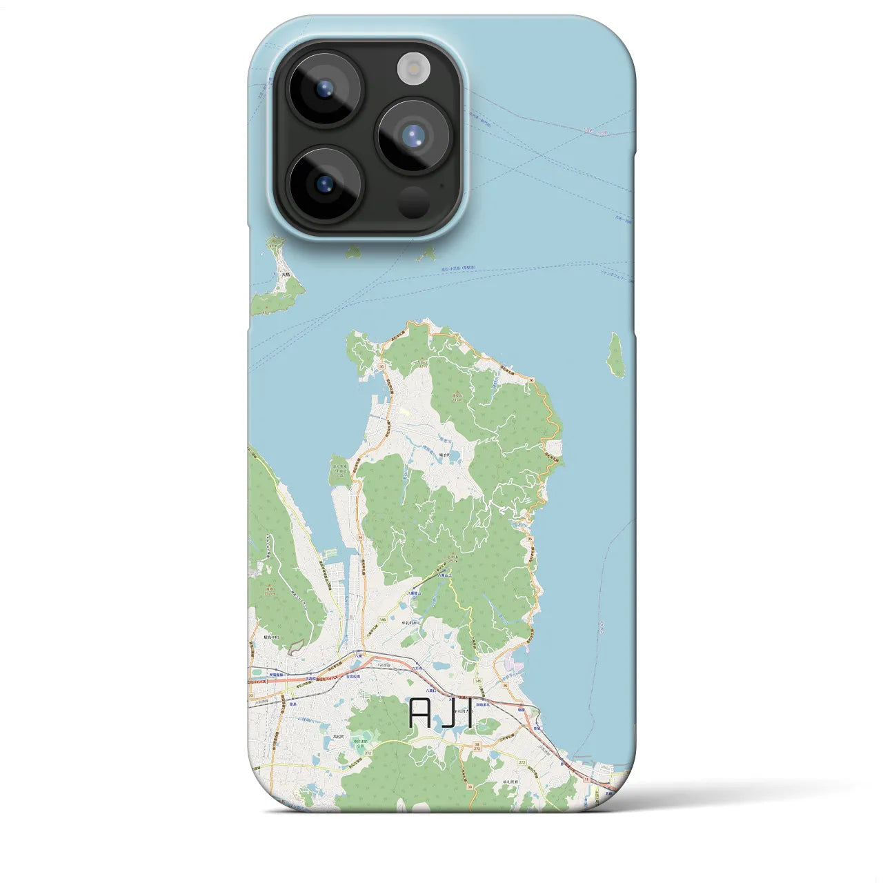 【庵治】地図柄iPhoneケース（バックカバータイプ・ナチュラル）iPhone 15 Pro Max 用