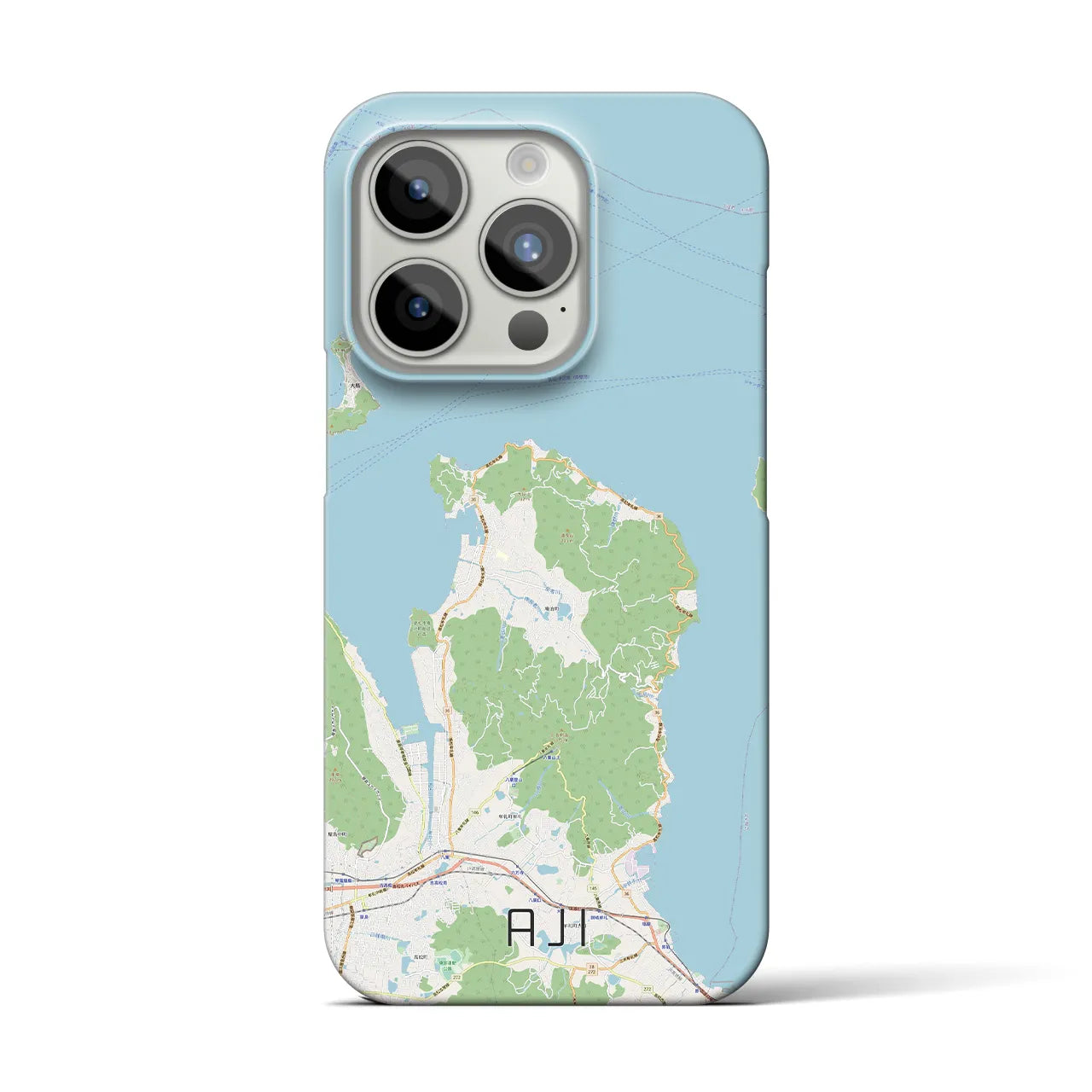 【庵治】地図柄iPhoneケース（バックカバータイプ・ナチュラル）iPhone 15 Pro 用