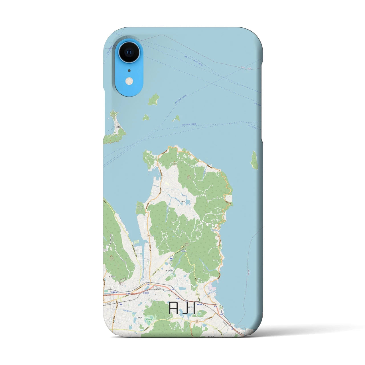 【庵治】地図柄iPhoneケース（バックカバータイプ・ナチュラル）iPhone XR 用