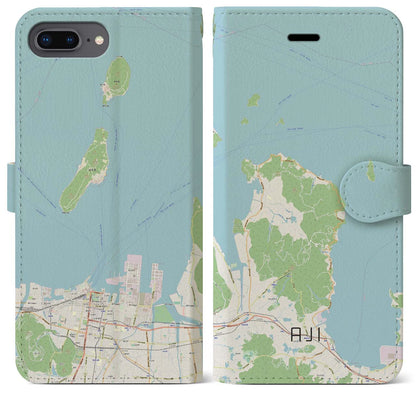 【庵治（香川県）】地図柄iPhoneケース（手帳タイプ）ナチュラル・iPhone 8Plus /7Plus / 6sPlus / 6Plus 用