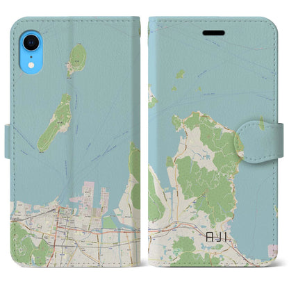 【庵治（香川県）】地図柄iPhoneケース（手帳タイプ）ナチュラル・iPhone XR 用
