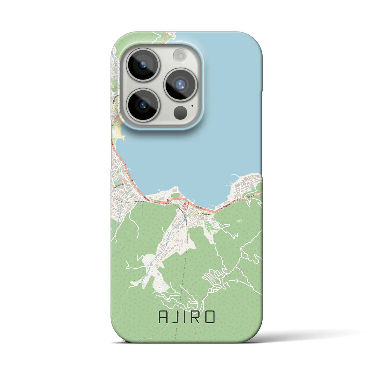 【網代】地図柄iPhoneケース（バックカバータイプ・ナチュラル）iPhone 15 Pro 用