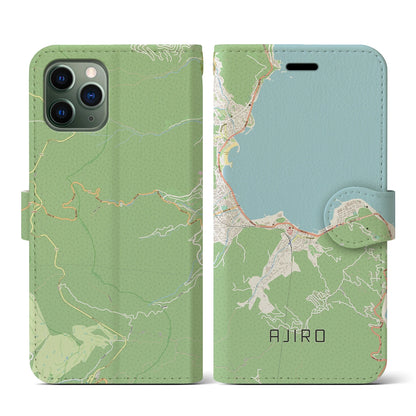 【網代（静岡県）】地図柄iPhoneケース（手帳タイプ）ナチュラル・iPhone 11 Pro 用
