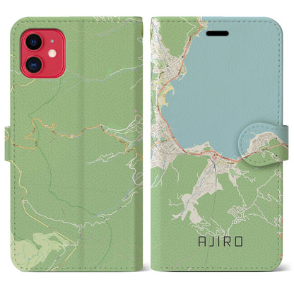 【網代（静岡県）】地図柄iPhoneケース（手帳タイプ）ナチュラル・iPhone 11 用