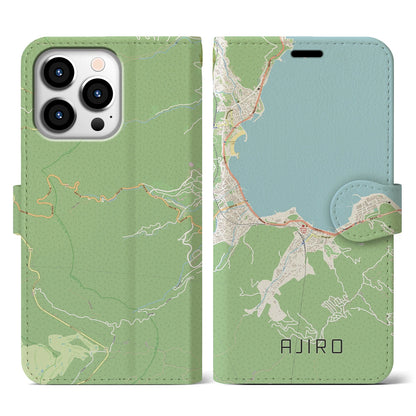 【網代（静岡県）】地図柄iPhoneケース（手帳タイプ）ナチュラル・iPhone 13 Pro 用