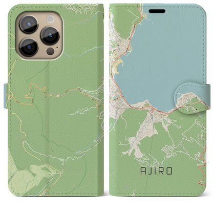 【網代（静岡県）】地図柄iPhoneケース（手帳タイプ）ナチュラル・iPhone 14 Pro Max 用