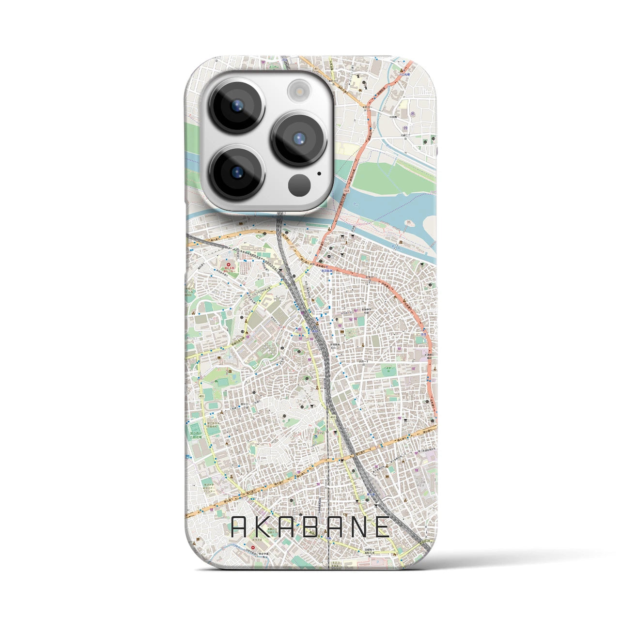 【赤羽】地図柄iPhoneケース（バックカバータイプ・ナチュラル）iPhone 14 Pro 用