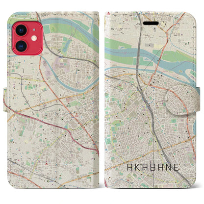 【赤羽（東京都）】地図柄iPhoneケース（手帳タイプ）ナチュラル・iPhone 11 用