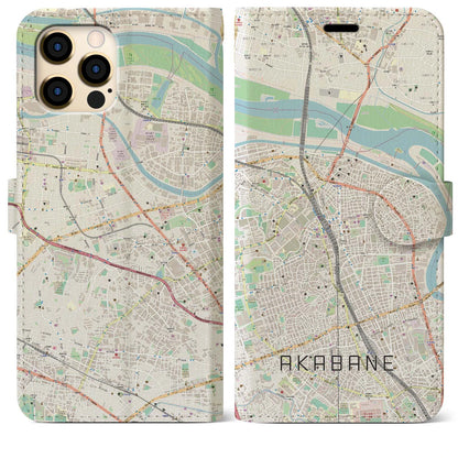 【赤羽（東京都）】地図柄iPhoneケース（手帳タイプ）ナチュラル・iPhone 12 Pro Max 用