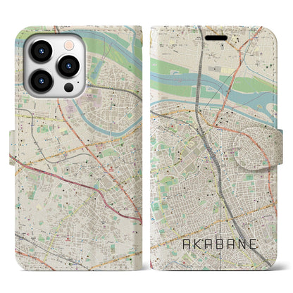 【赤羽（東京都）】地図柄iPhoneケース（手帳タイプ）ナチュラル・iPhone 13 Pro 用