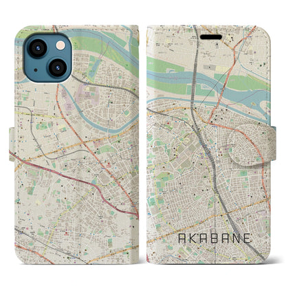 【赤羽（東京都）】地図柄iPhoneケース（手帳タイプ）ナチュラル・iPhone 13 用