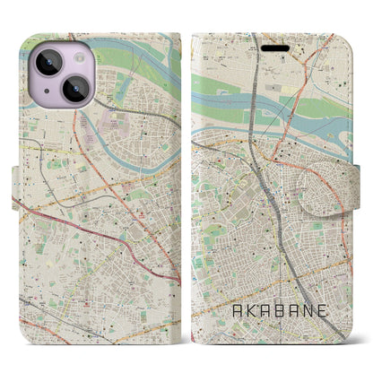 【赤羽（東京都）】地図柄iPhoneケース（手帳タイプ）ナチュラル・iPhone 14 用