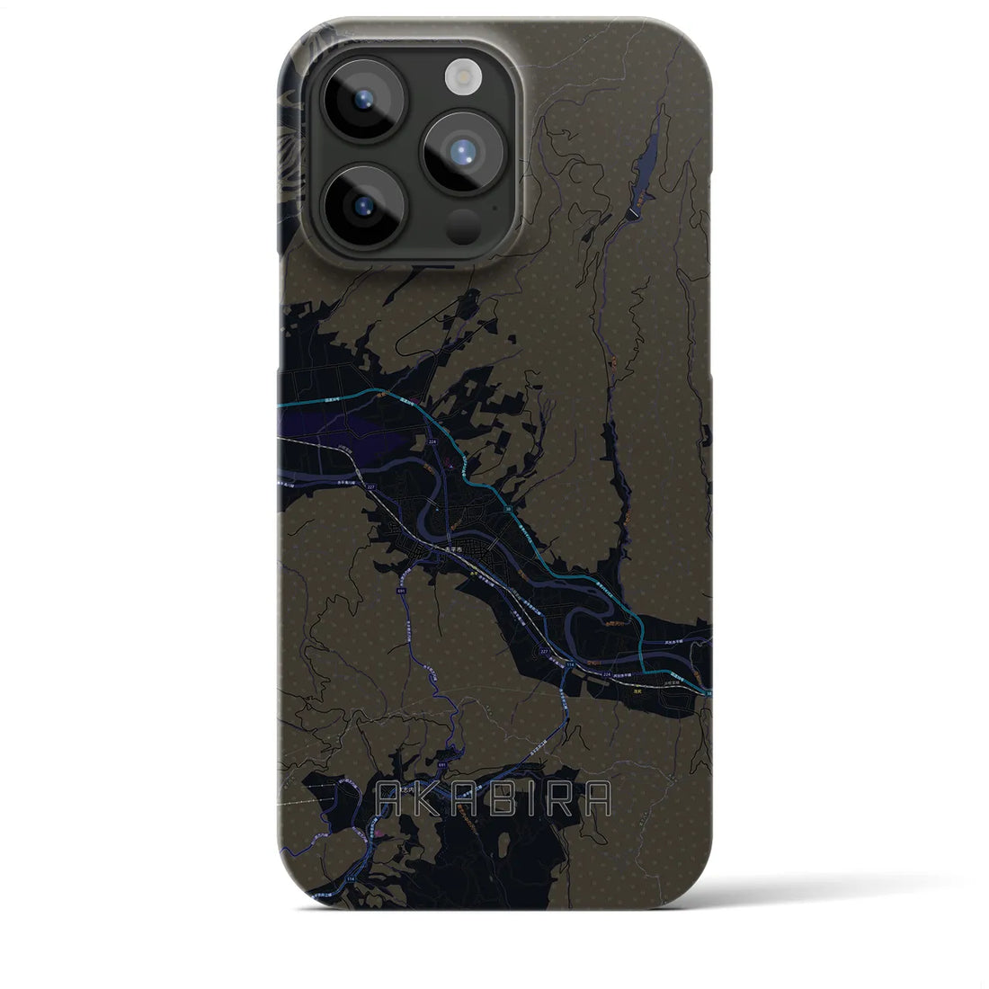 【赤平】地図柄iPhoneケース（バックカバータイプ・ブラック）iPhone 15 Pro Max 用
