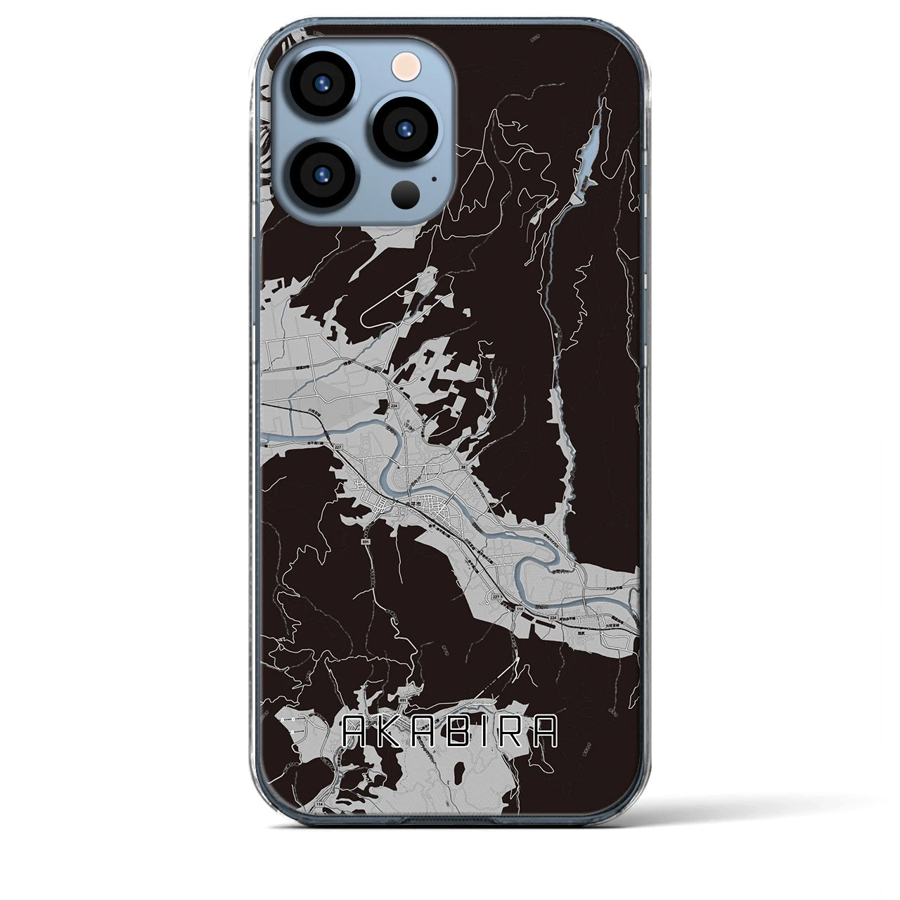 【赤平】地図柄iPhoneケース（クリアタイプ・モノトーン）iPhone 13 Pro Max 用